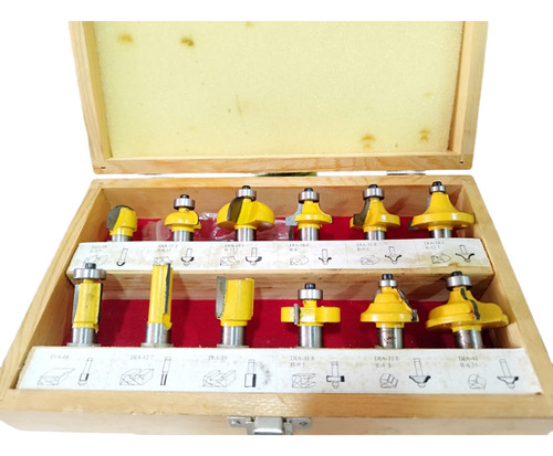 Fresas Para Ruteadora 1/2  Madera 12 Piezas Con Estuche